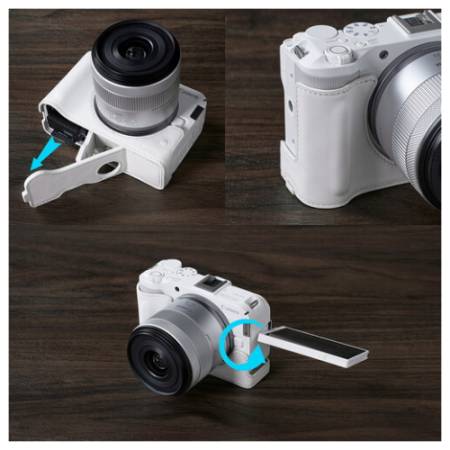 SmallRig 5433 - zestaw, skórzane etui + pasek, do Canon EOS R50 V, przykład użycia